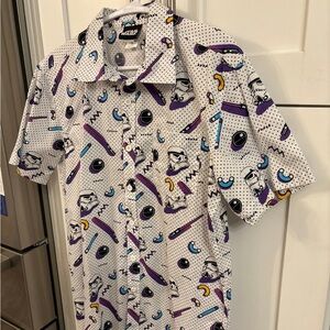 Star Wars Lucasfilm Retro Stormtrooper Button Down Short Sleeve Shirt S